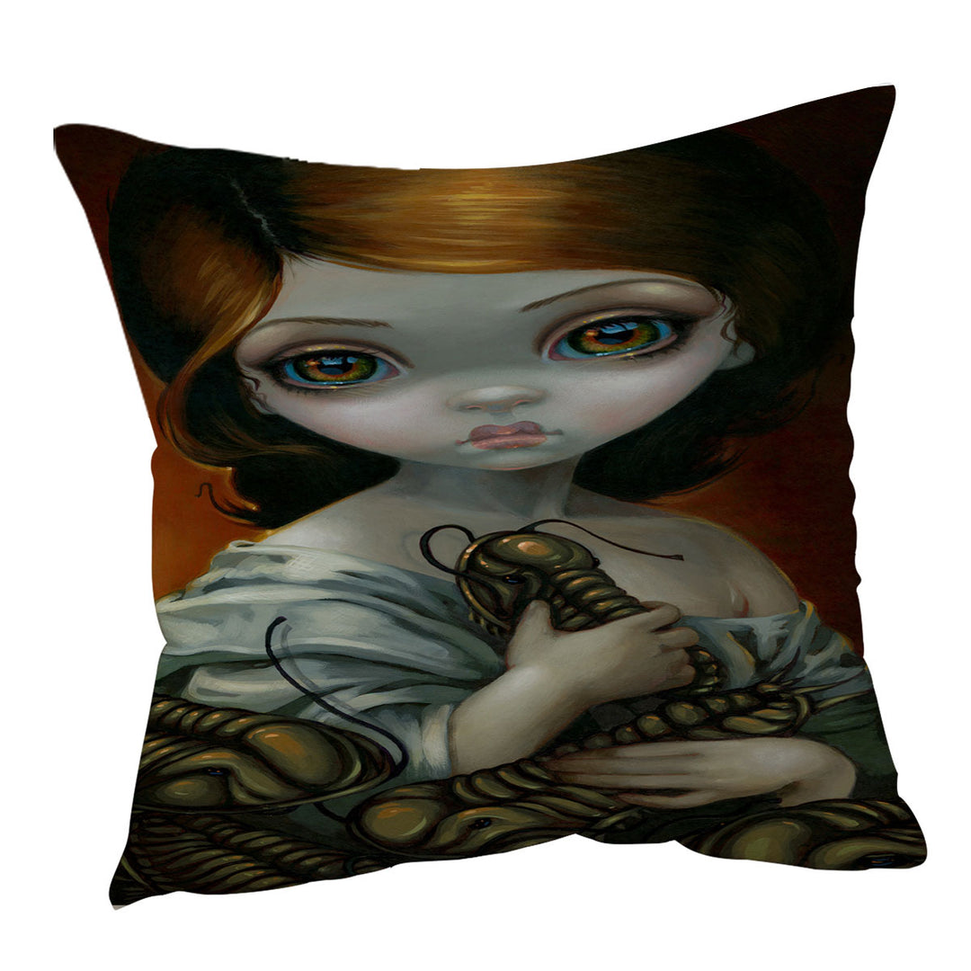 Cushion Covers with Trilobites Prehistoric Creatures and Beautiful Girl