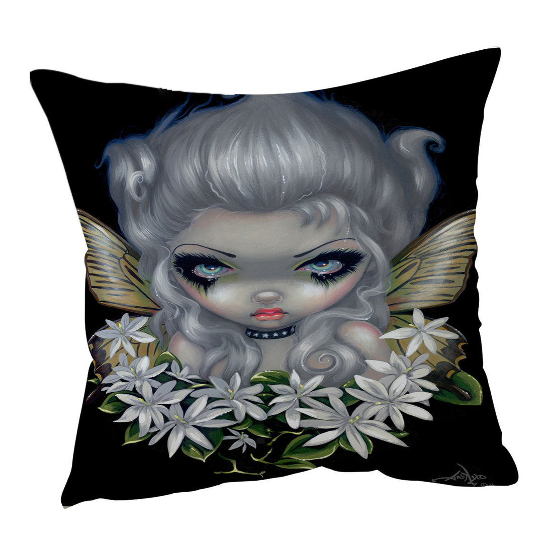 Cushion Covers with White Flowers Starry Wild Jasmine Fairy