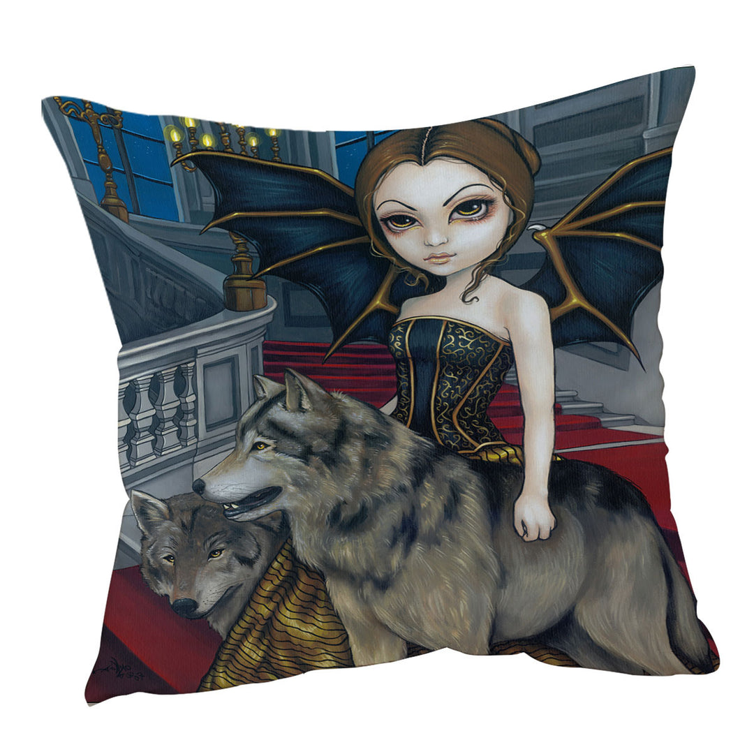 Cushion Covers with Wolf Manor Elegant Fairy Walking in the Mansion