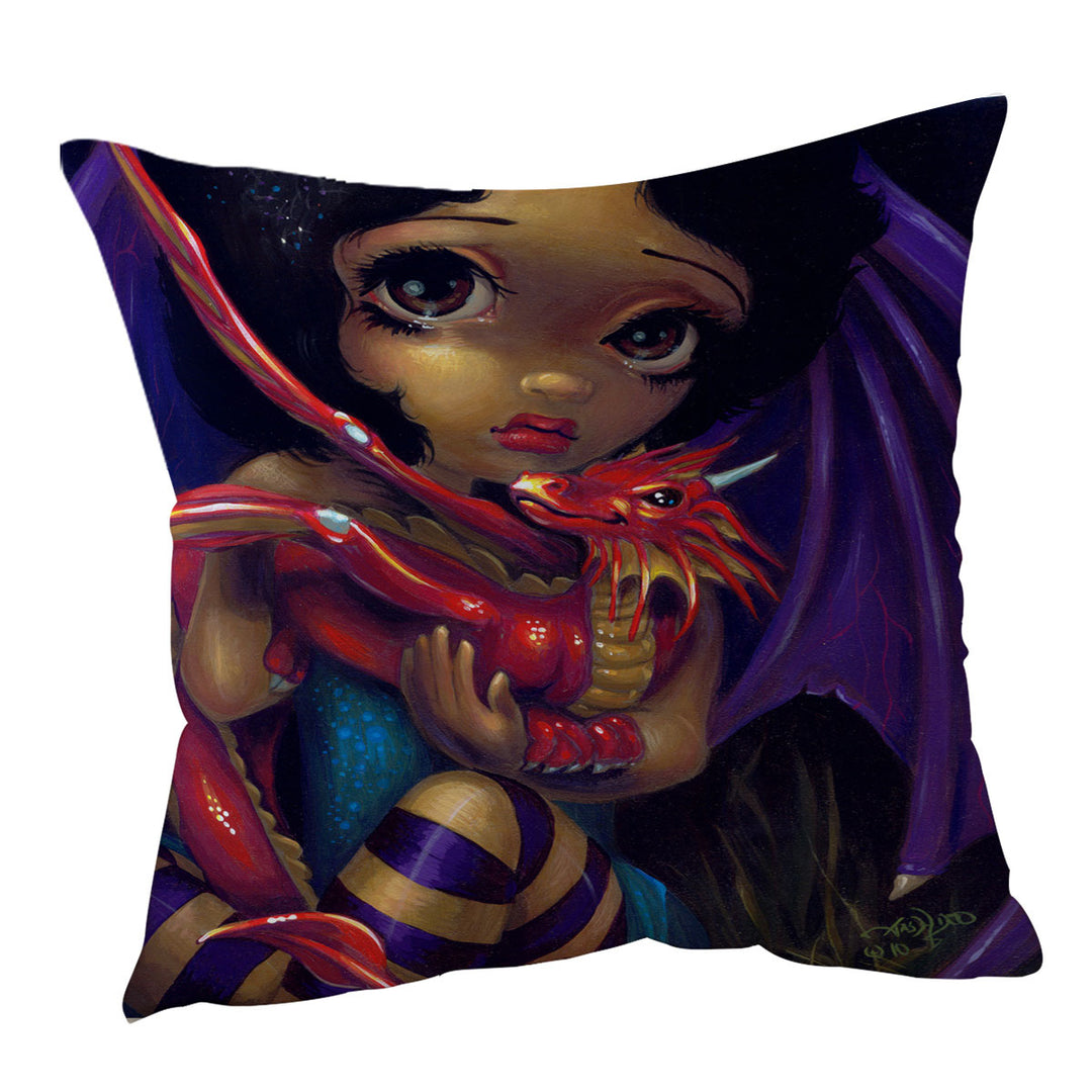 Cushions with Darling Dragonling Fairy and Red Baby Dragon