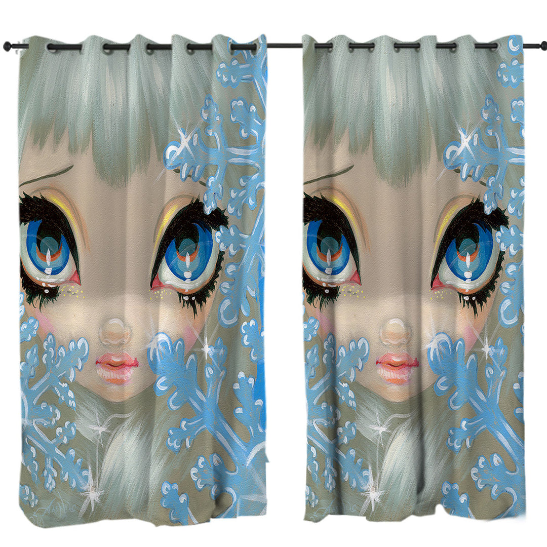 Custom Curtains with Faces of Faery _135 Beautiful Snowflake Ice Girl