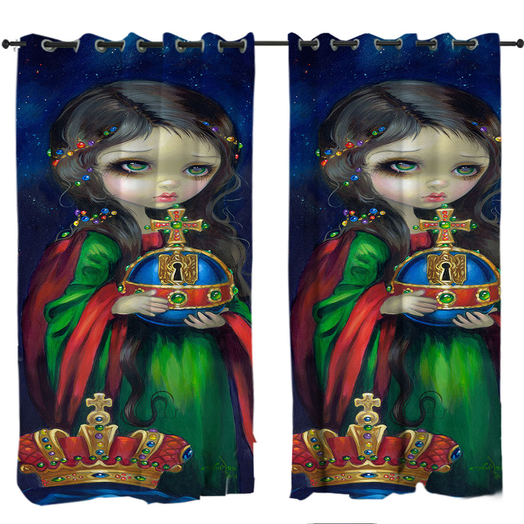 Custom Curtains with Occulto Orbis Beautiful Girl Holds Globus Cruciger