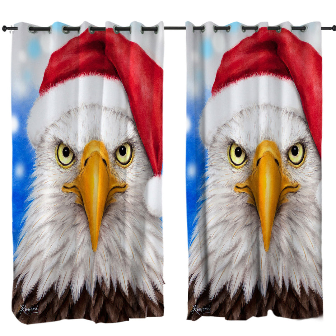 Custom Drapes with Christmas Cool Funny Wild Animal Art Eagle Santa