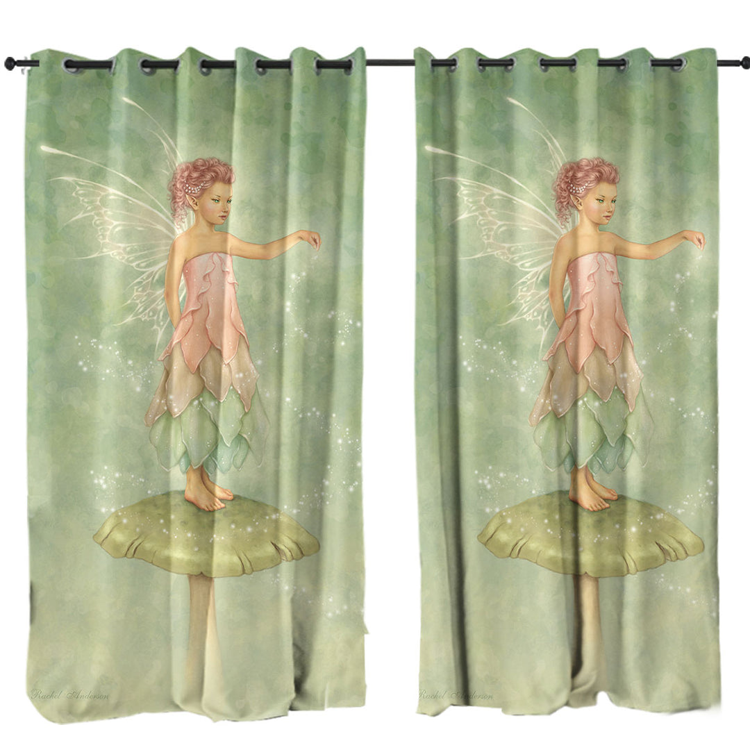 Custom Drapes with Cute Little Mushroom Fairy with Magical Dust