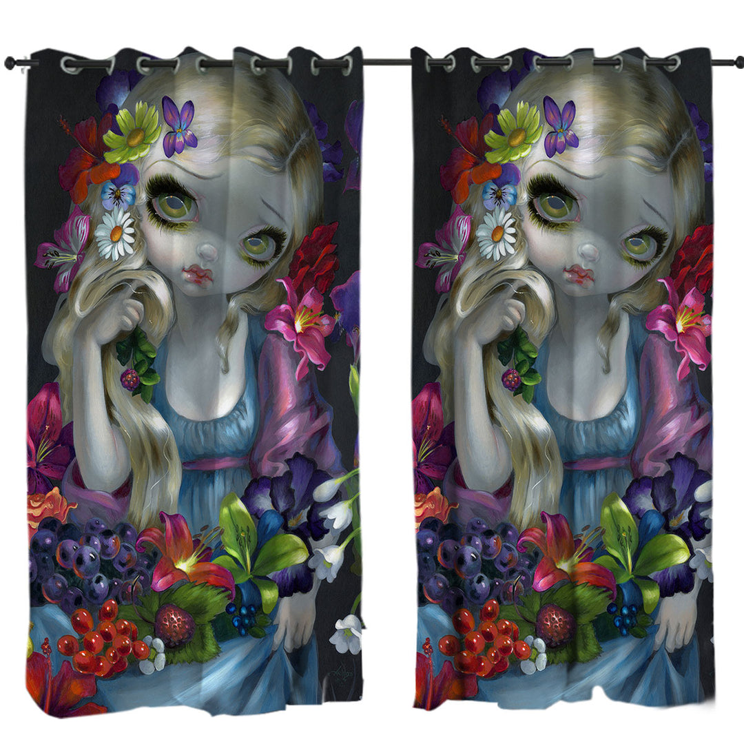 Custom Drapes with Maiden Flora the Goddess of Flowers