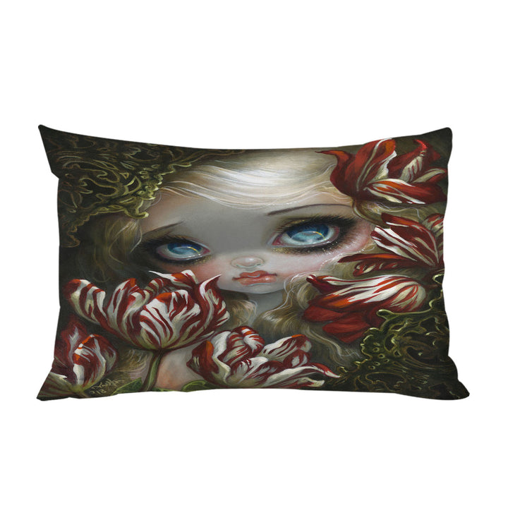 Custom Pillow Cases with Art Painting the Language of Flowers Tulips Girl