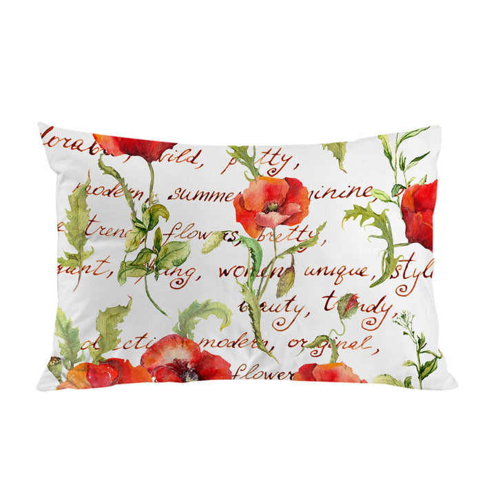 Custom Pillow Cases with Beautiful Elegant Red Poppies