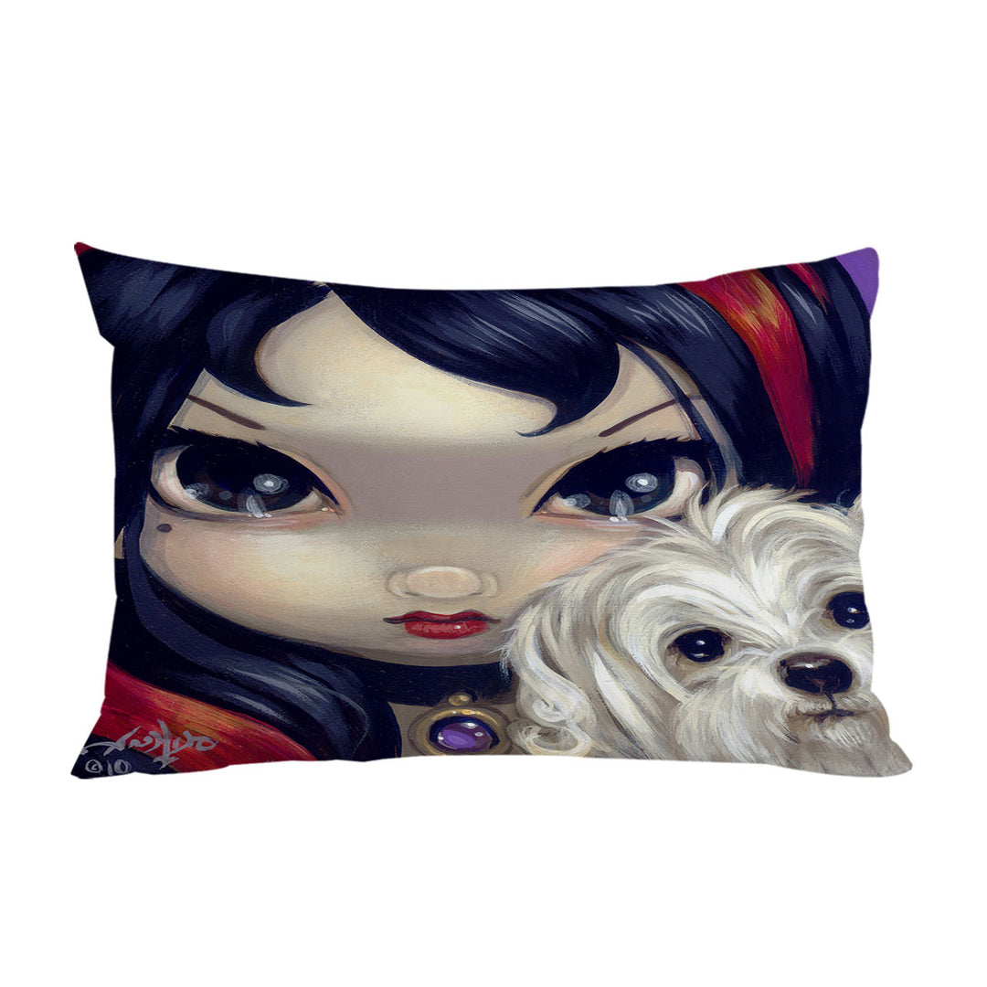 Custom Pillow Cases with Faces of Faery _41 Girl with Adorable Maltese Dog