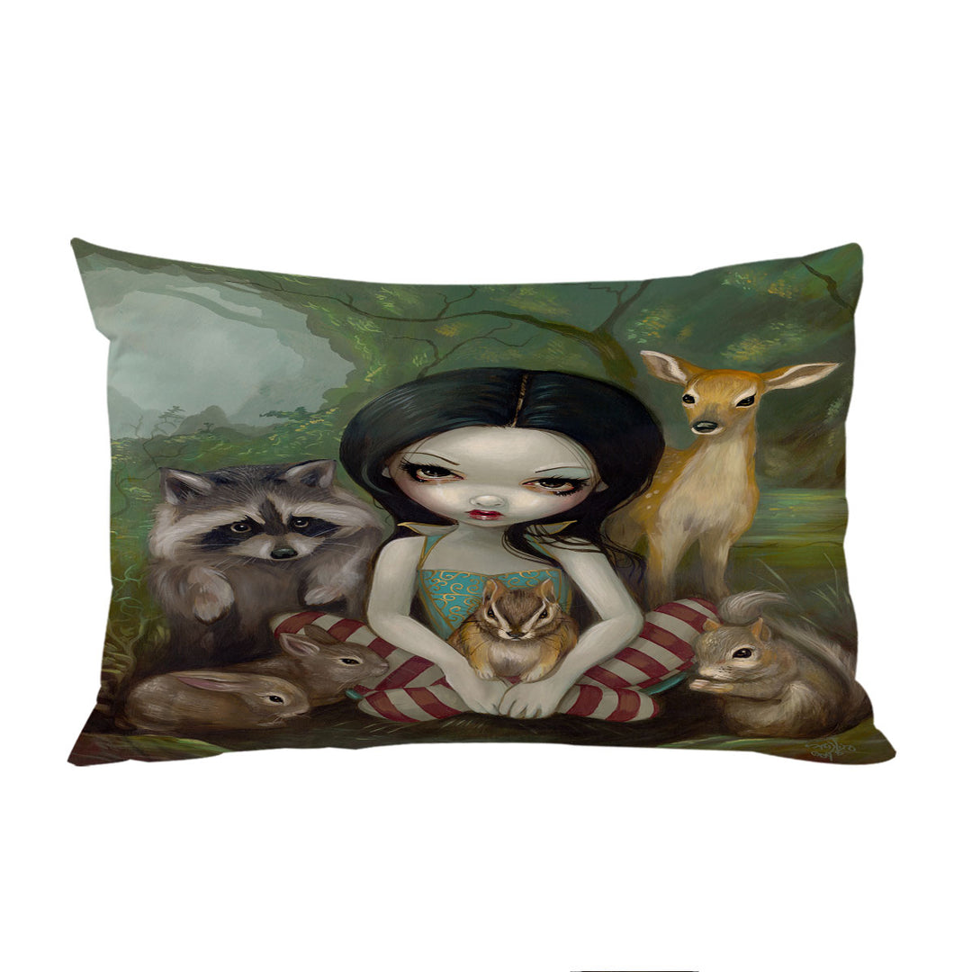 Custom Pillow Cases with Fairytale Forest Snow White and Her Animal Friends