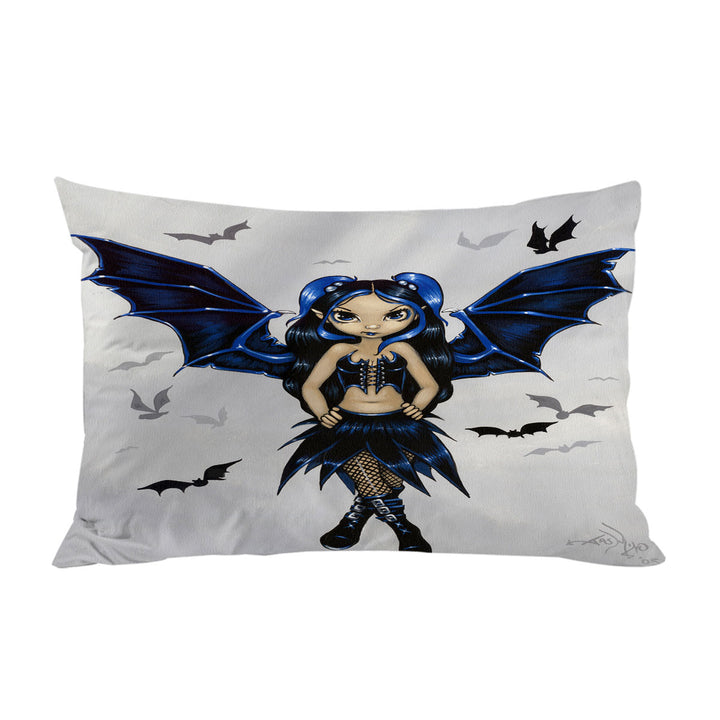 Custom Pillow Cases with Goth Bats Fairy Girl with Bat Wings