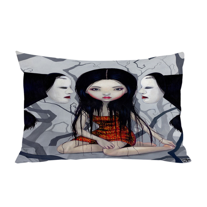 Custom Pillow Cases with Scary Art Lovely Maiden and Faceless Ghosts