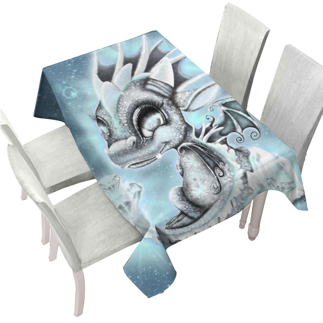 Custom table Covers with April Diamond Birthstone Lil Dragon