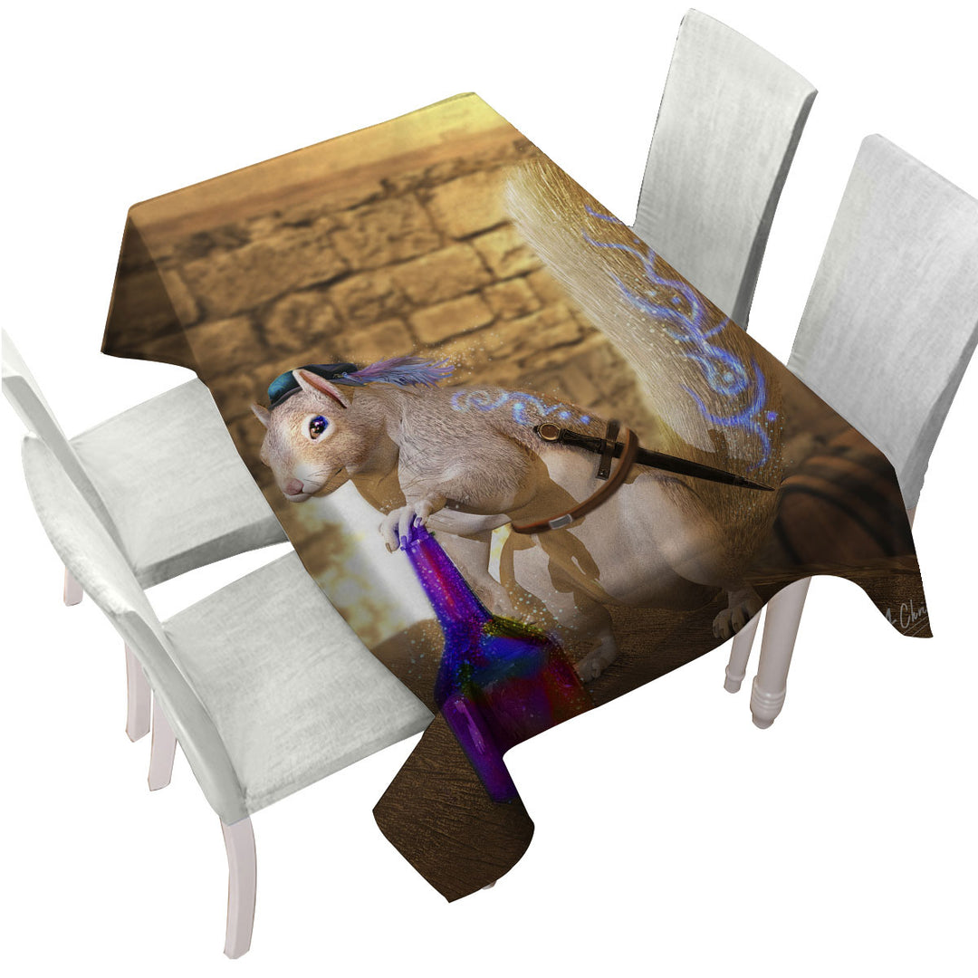 Custom table Covers with Cute Fantasy Art Snowspeed the Squirrel