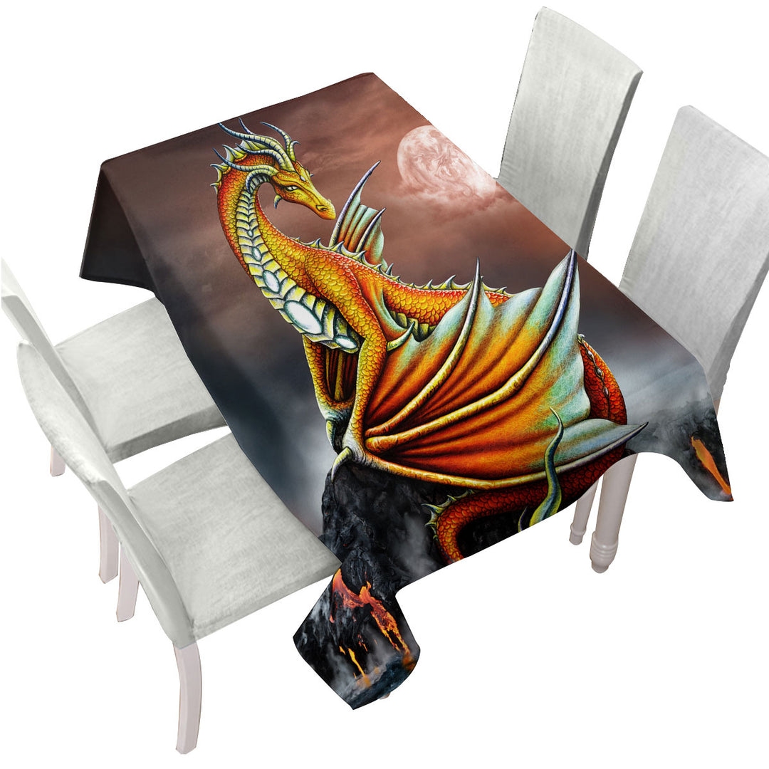 Custom table Covers with Fantasy Art Everly the Volcano Island Dragon