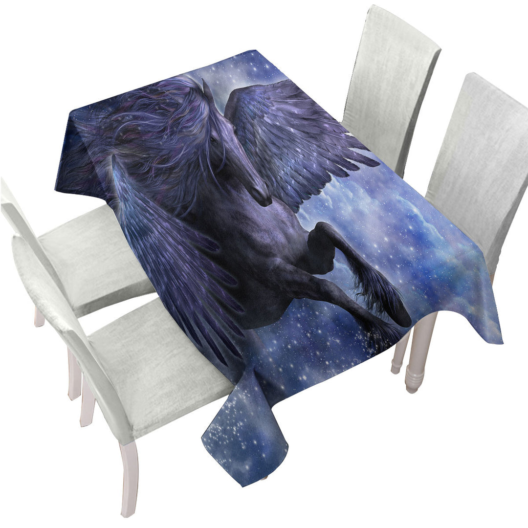 Custom table Covers with Fantasy Art the Magical Dark Angel Horse