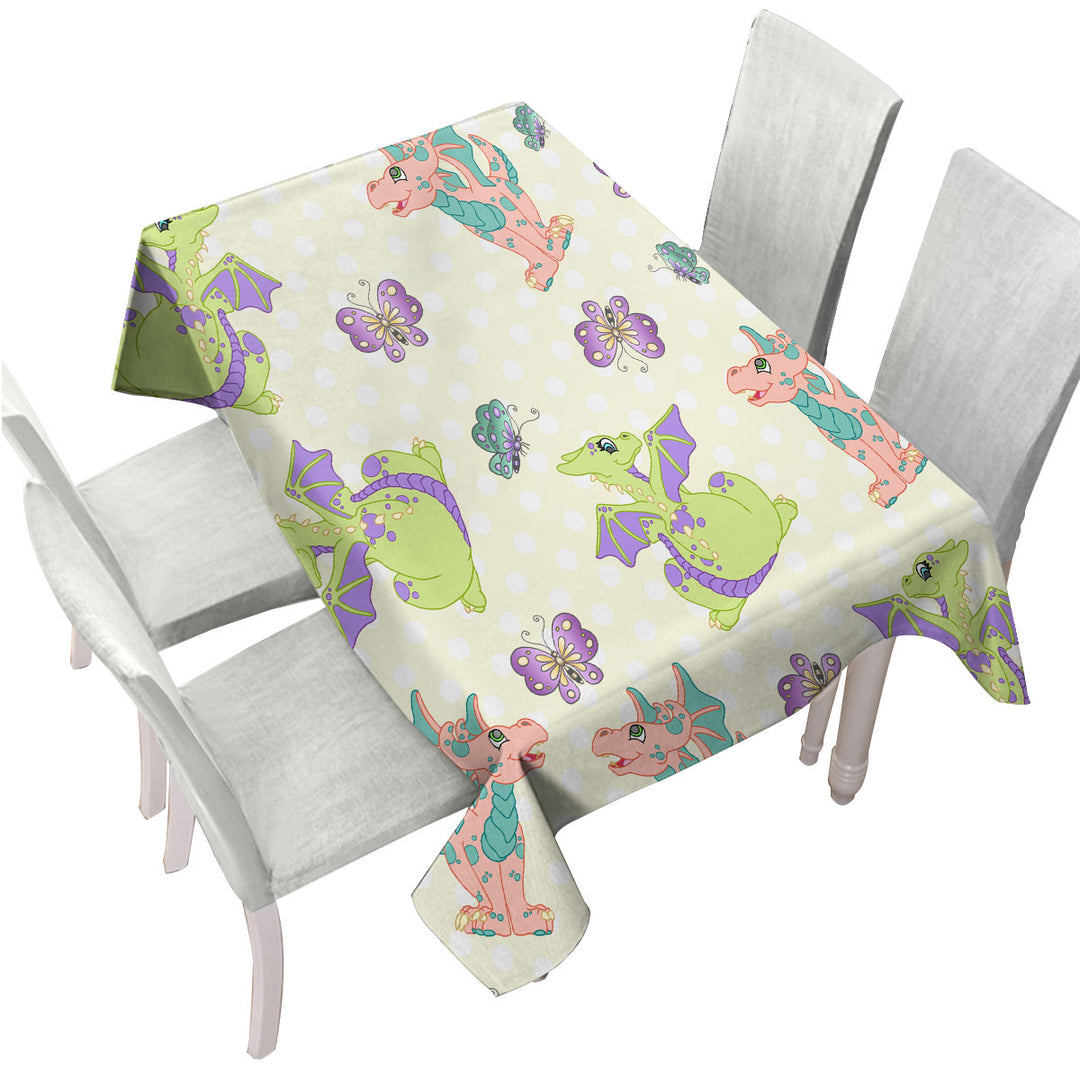 Custom table Covers with Girls Butterfly and Dragon Pattern