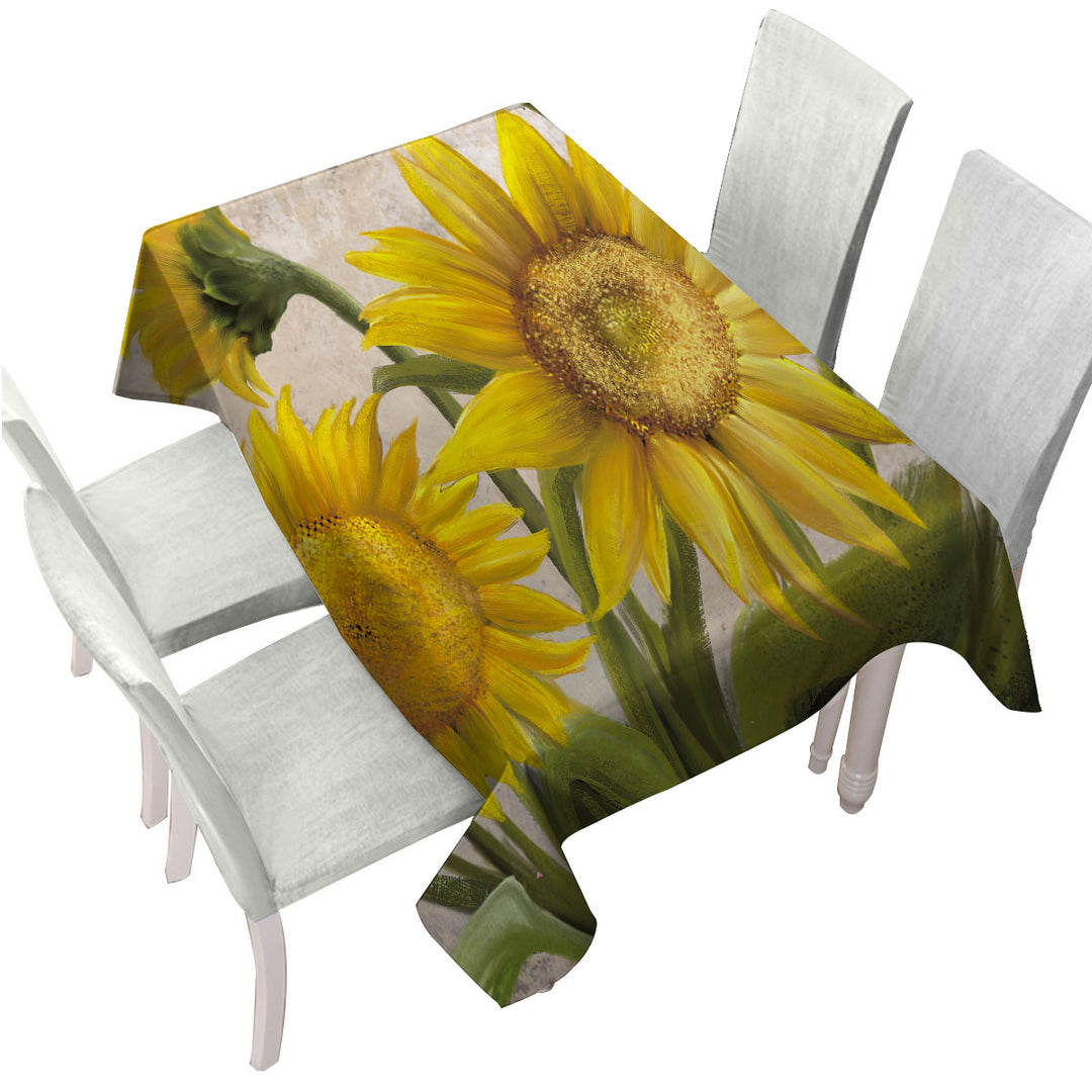 Custom table Covers with Sunflowers Art Beautiful Yellow Flowers