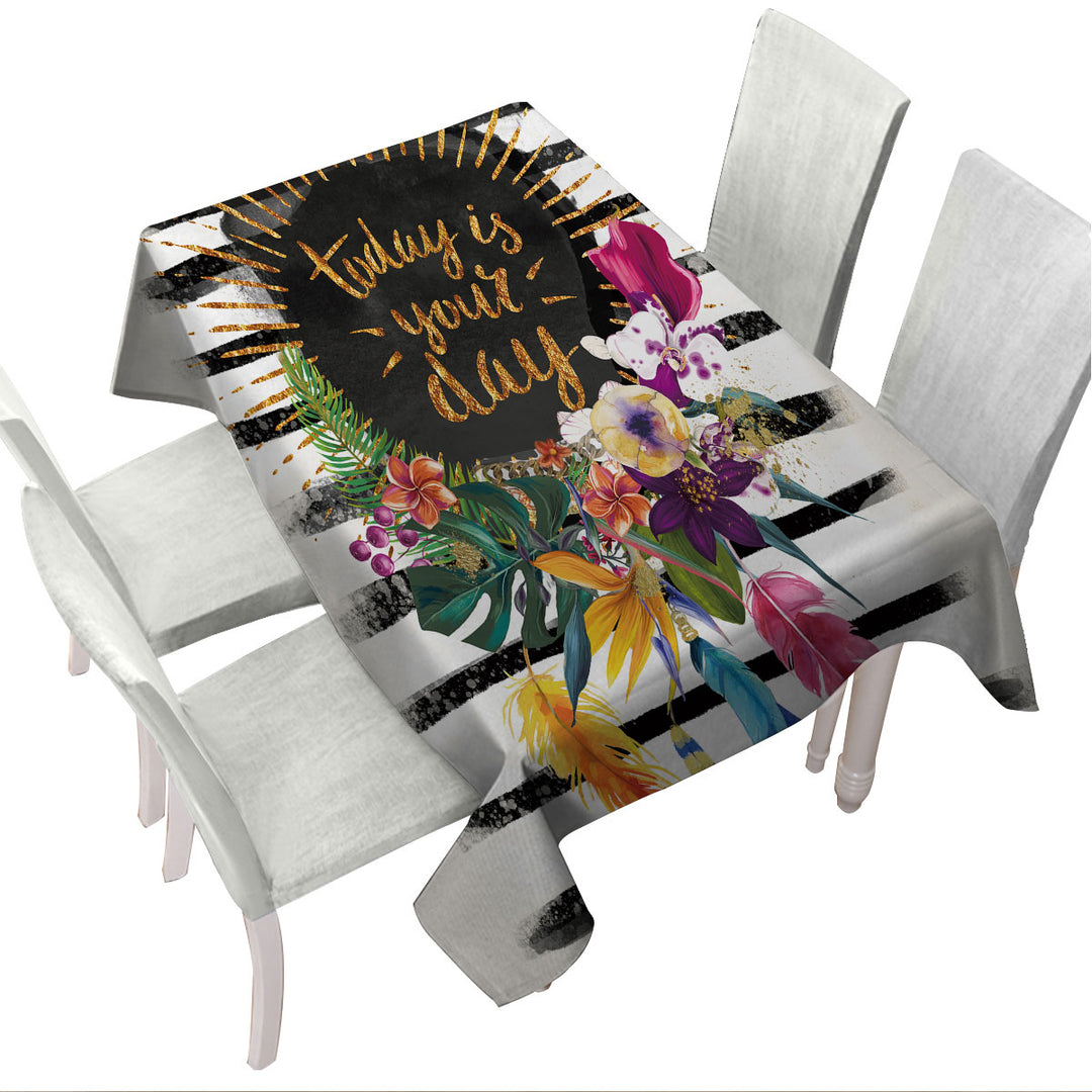 Custom table Covers with Tropical Flowers Encouragement