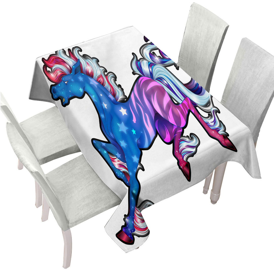 Custom table Covers with USA Flag Festive Horse