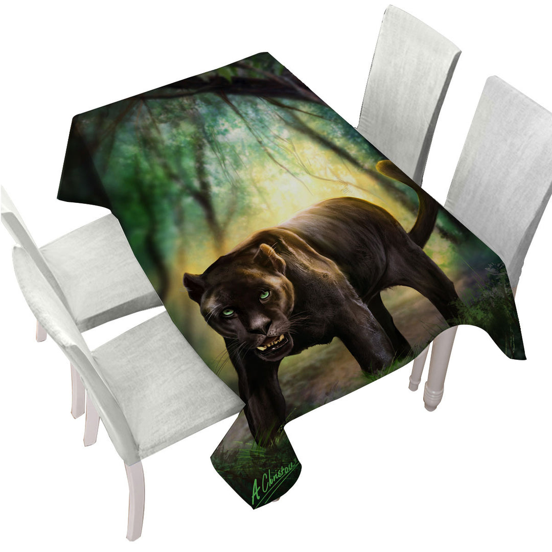 Custom table Covers with Wildlife Art Beautiful Black Panther