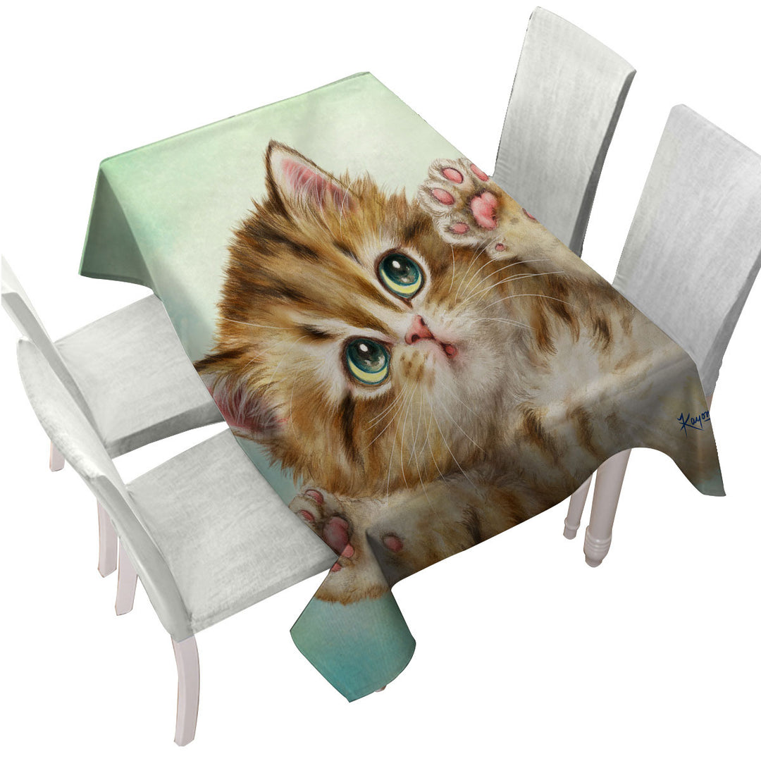 Custom table cloth with Adorable Kittens Art Relaxing Kitty Cat