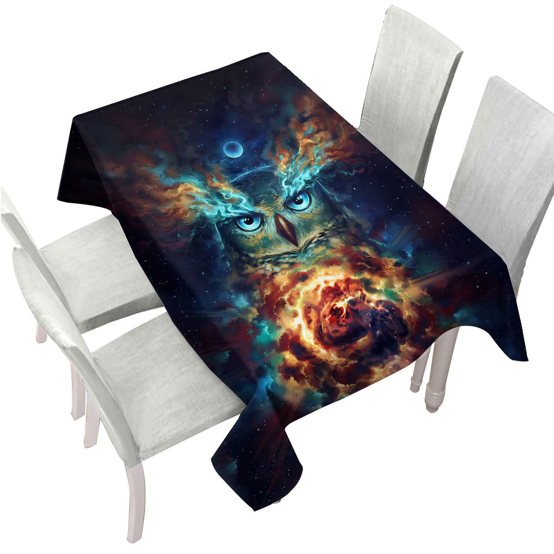 Custom table cloth with Cool Art Aurowla Space Owl