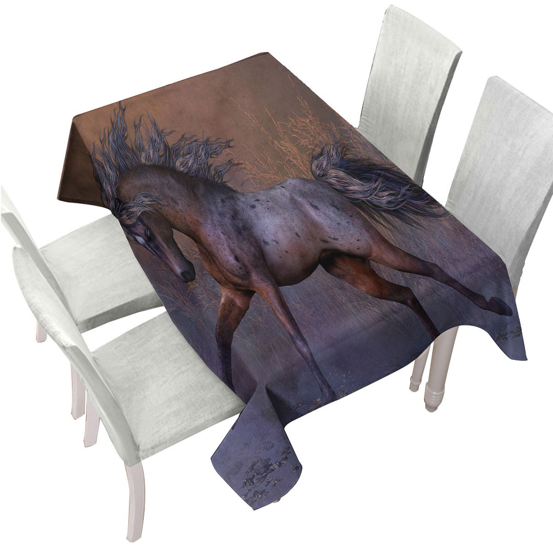 Custom table cloth with Roan Oak Beautiful Wild Horse