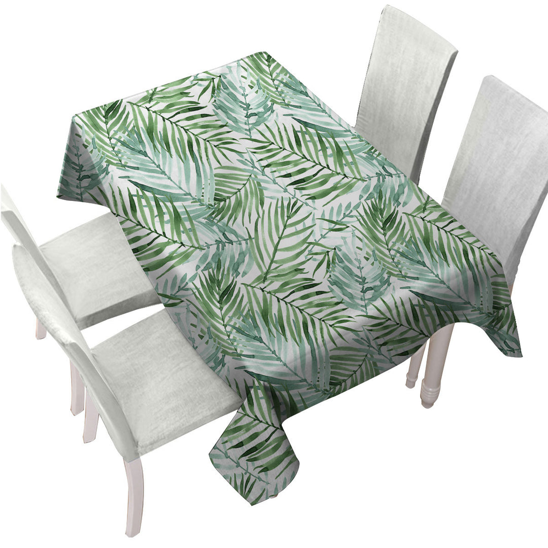 Custom table cloth with Tropical Mood Green Palm Leaves