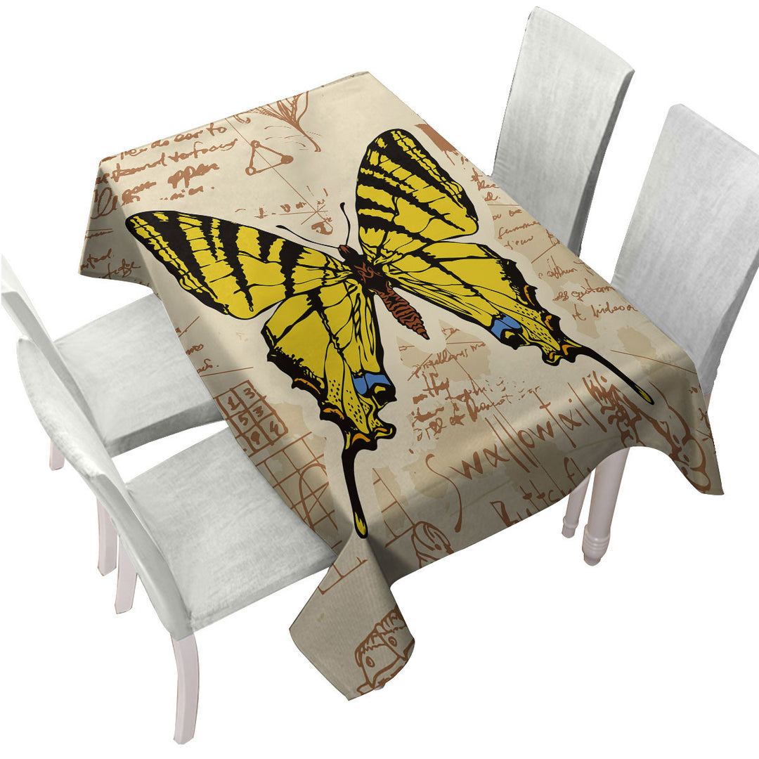 Custom table cloth with Yellow Swallowtail Butterfly