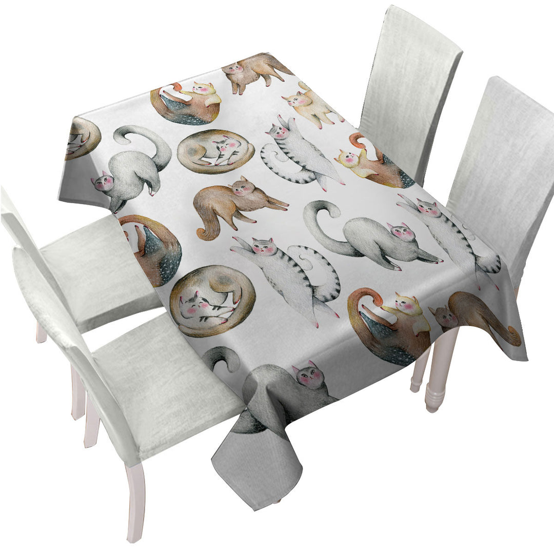 Custom tablecloths with Adorable Poses Cute Cats