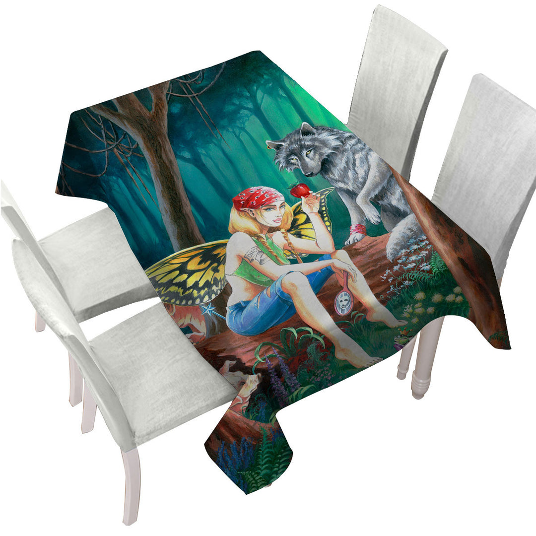 Custom tablecloths with Cool Fairy Tale Forest Tough Fairy and Friends