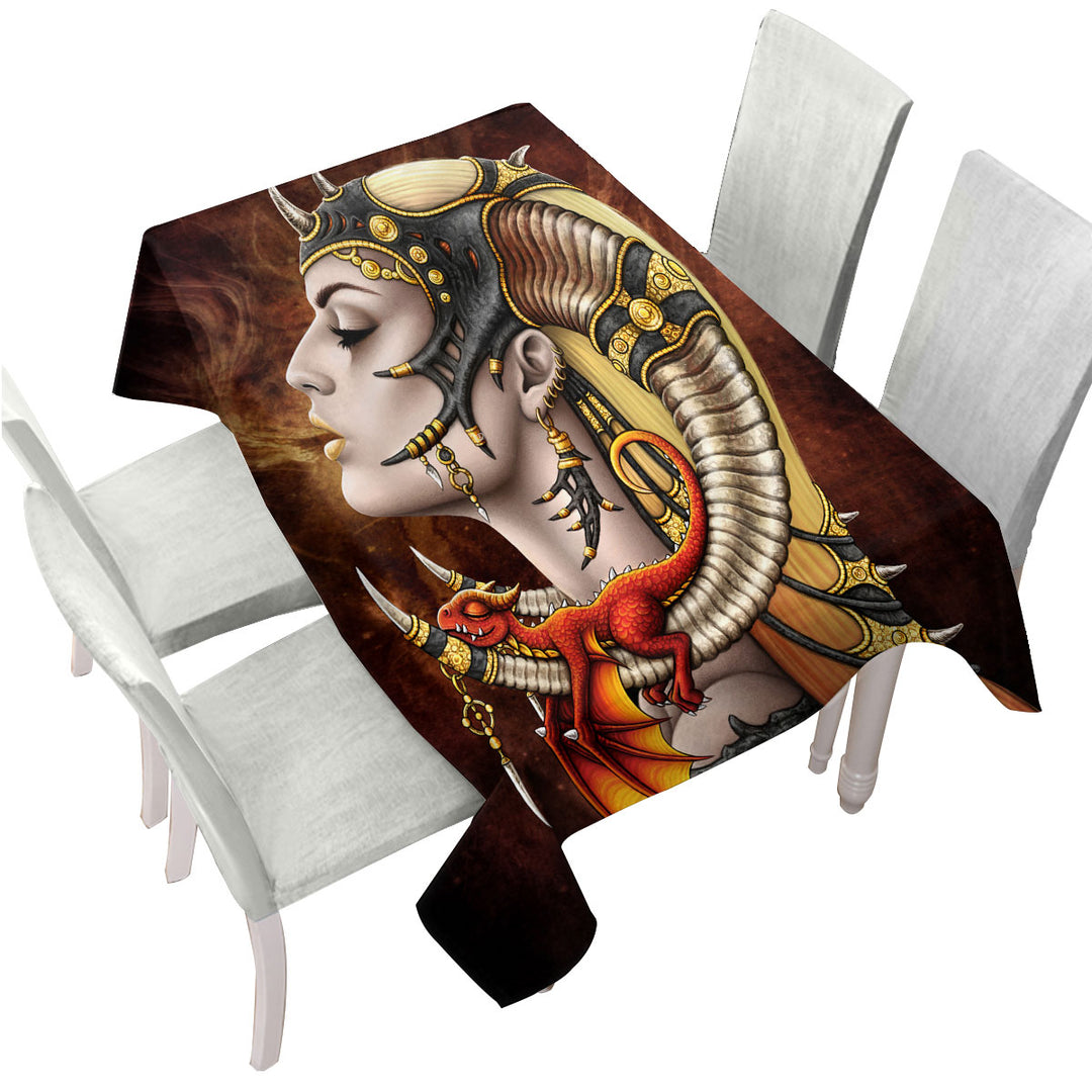 Custom tablecloths with Cool Fantasy Art Mother of Dragons