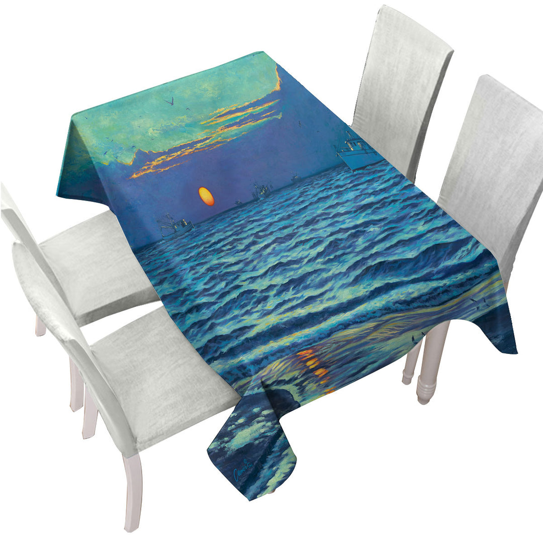 Custom tablecloths with Nature Art Painting Sapelo Ocean Sunrise