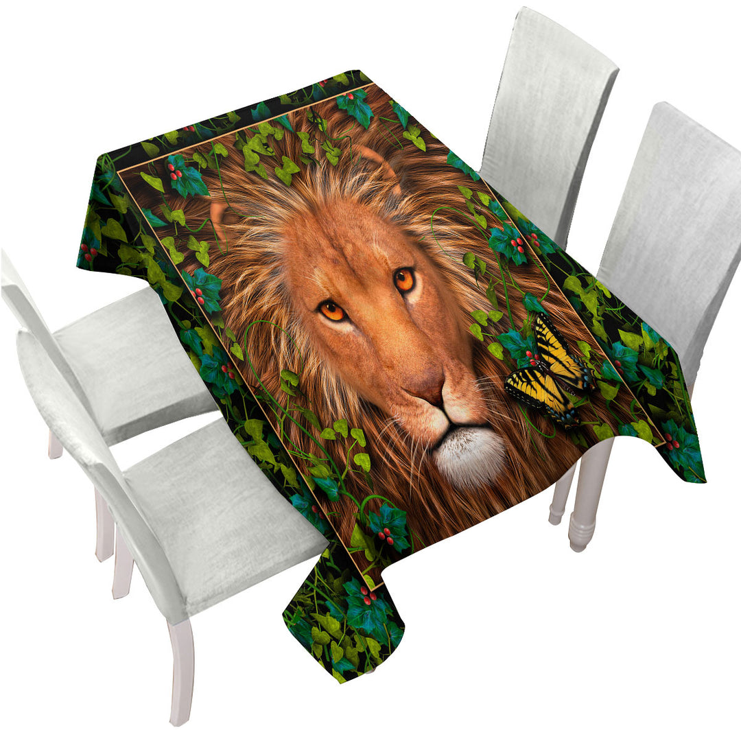 Custom tablecloths with Return of the King Grape leaves Lion