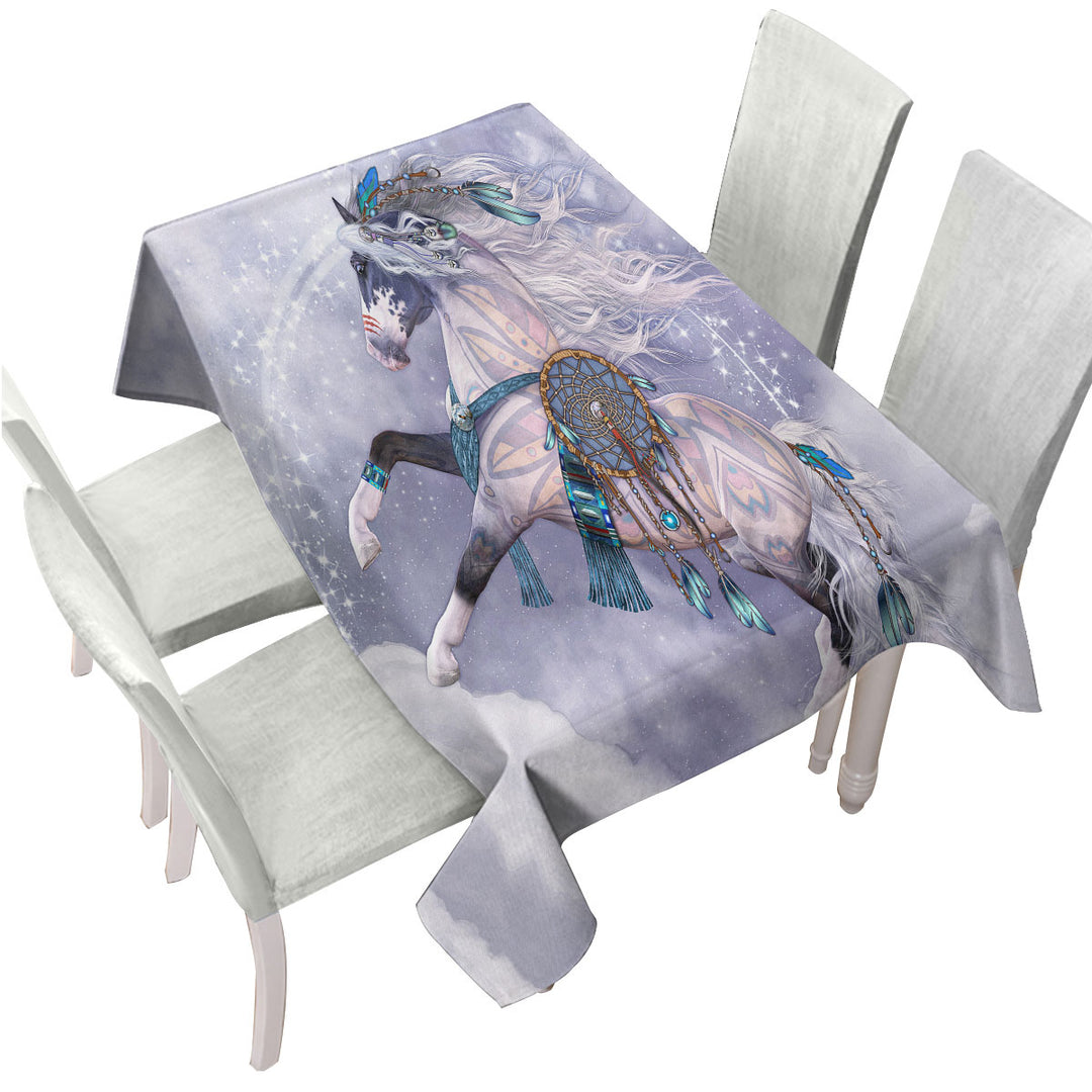 Custom tablecloths with The Cloud Dancer Magical Native American Horse