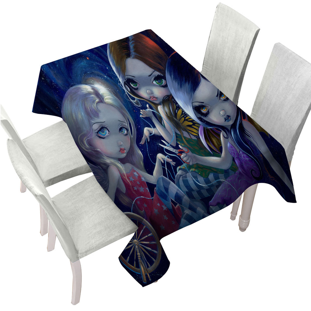 Custom tablecloths with The Three Fates the Moirai Greek Mythology Angels