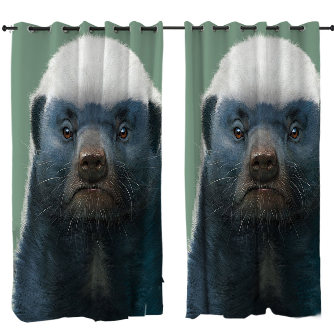 Cute Animal Art Honey Badger Curtains for Bedroom