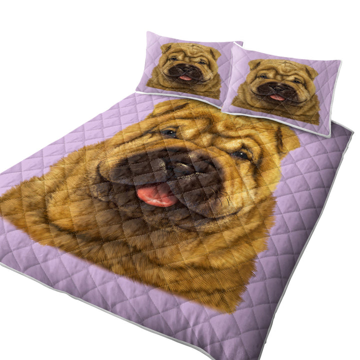 Cute Animal Art Shar Pei Puppy Dog California King Quilt Sets