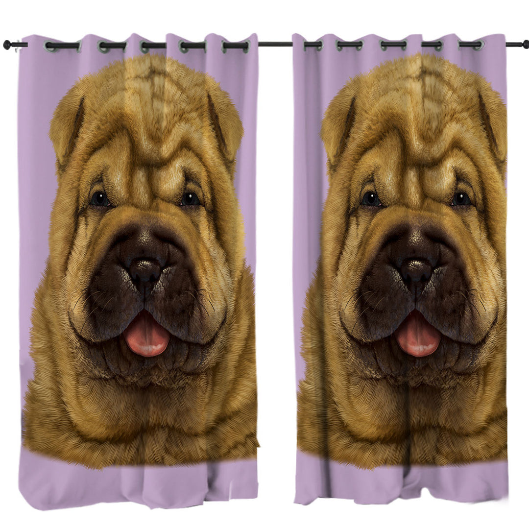 Cute Animal Art Shar Pei Puppy Dog Curtains