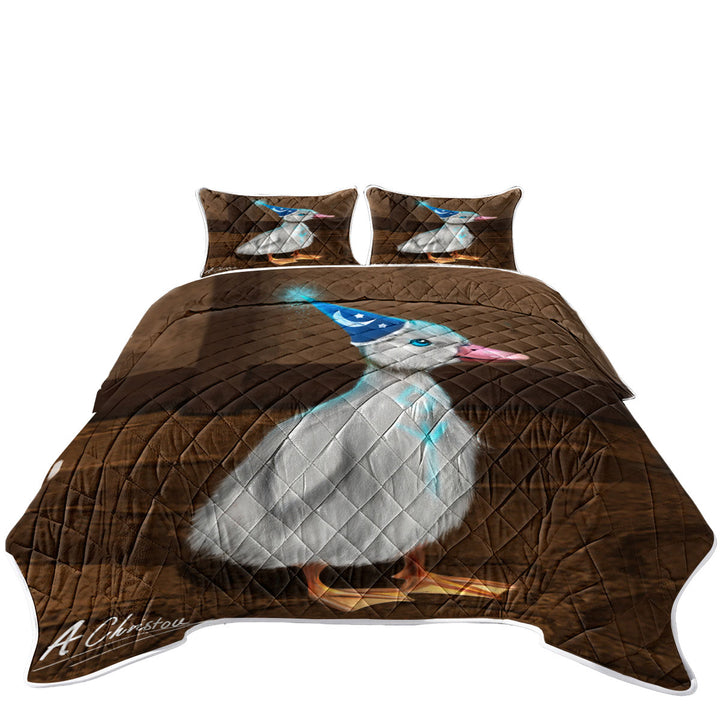 Cute Animals Art Wizard Duck Coverlet