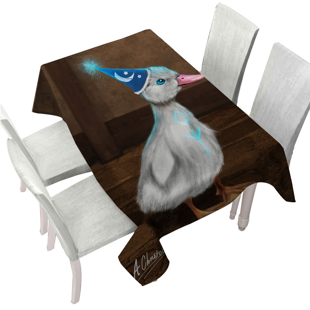 Cute Animals Art Wizard Duck Custom table cloth