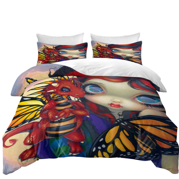 Cute Art Darling Dragonling and Butterfly Fairy Bed Covers