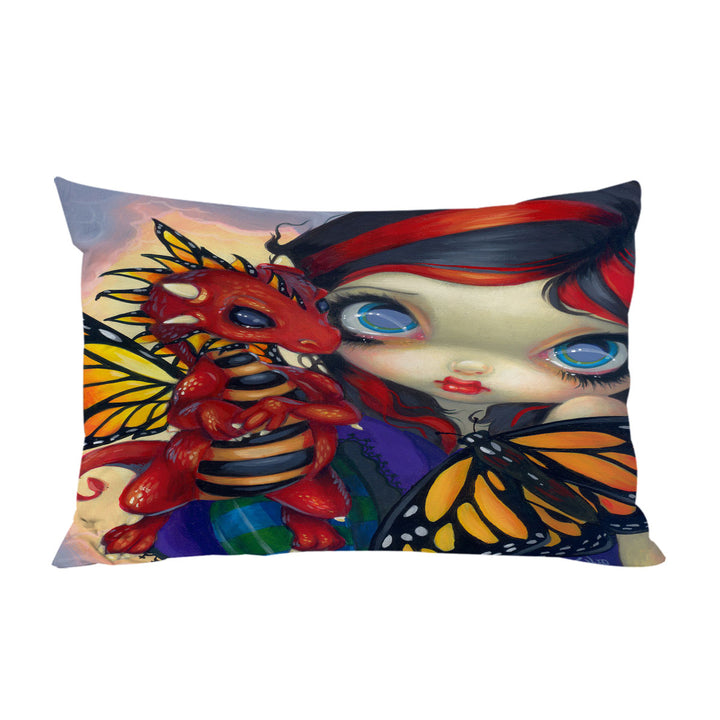 Cute Art Darling Dragonling and Butterfly Fairy Pillowcase