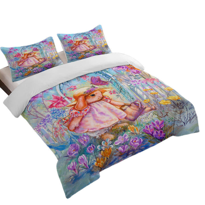 Cute Art for Kids Buttercup Bunnys Garden Duvet Covers