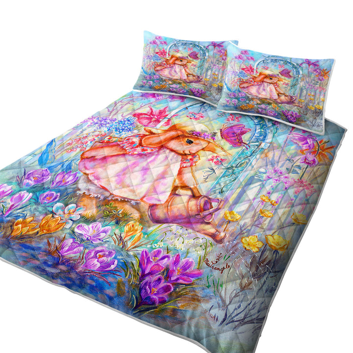 Cute Art for Kids Buttercup Bunnys Garden Quilt