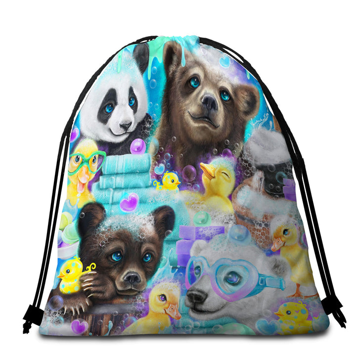 Cute Beach Bags and Towels with Bears and Ducks Bath Scrub a Dub Cubs