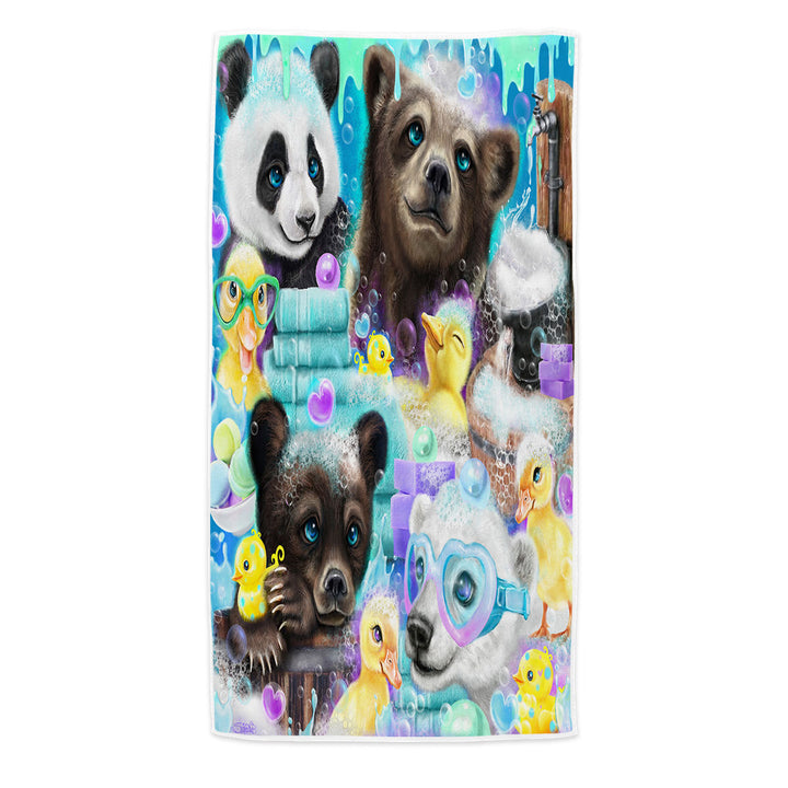 Cute Beach Towel Bears and Ducks Bath Scrub a Dub Cubs