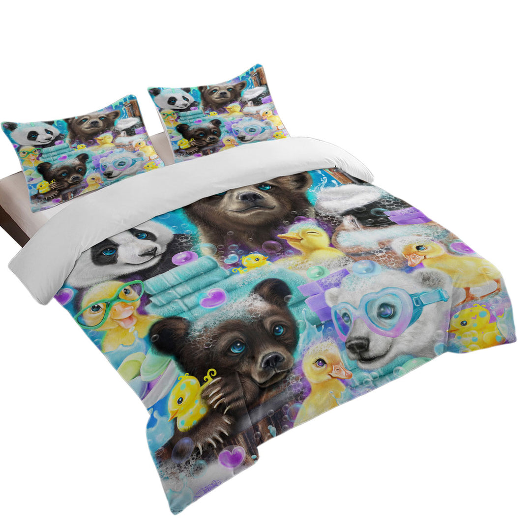 Cute Bears and Ducks Bath Scrub a Dub Cubs Best Duvet Covers