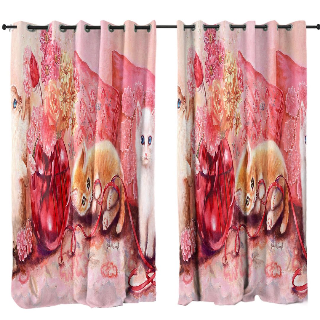 Cute Cat Art the Three Adorable Kittens Curtain