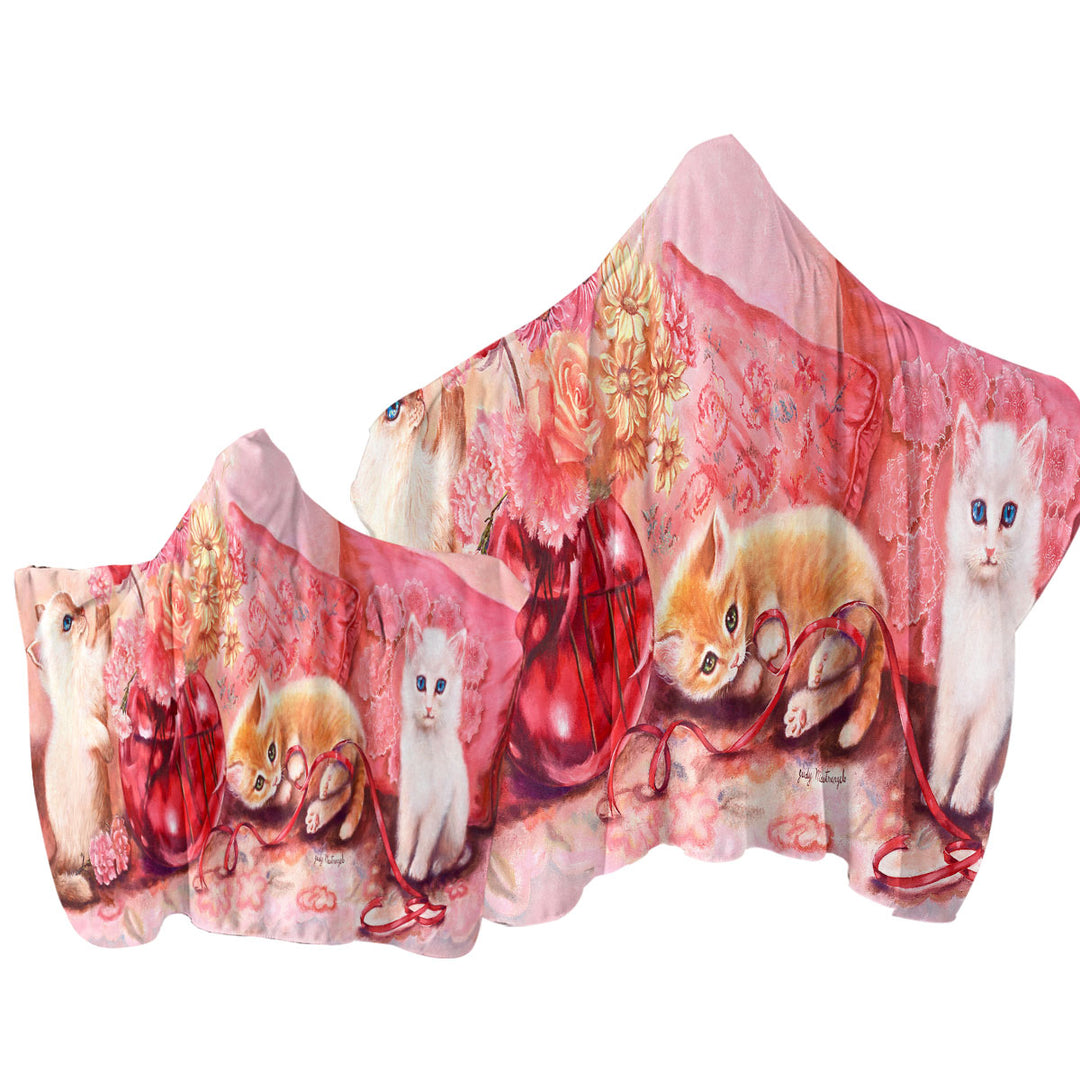 Cute Cat Art the Three Adorable Kittens Towel with Hood